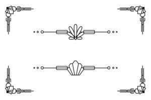 Arte deco línea borde. moderno Arábica oro marcos, decorativo líneas fronteras y geométrico dorado etiqueta marco diseño elementos vector