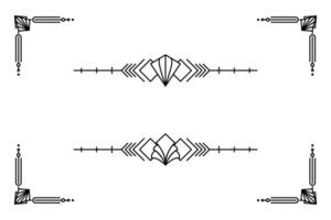 Art deco line border. Modern arabic gold frames, decorative lines borders and geometric golden label frame design elements vector