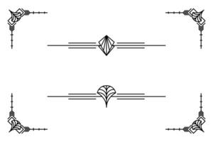 Art deco line border. Modern arabic gold frames, decorative lines borders and geometric golden label frame design elements vector