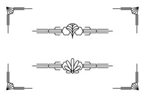 Art deco line border. Modern arabic gold frames, decorative lines borders and geometric golden label frame design elements vector