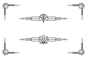 Art deco line border. Modern arabic gold frames, decorative lines borders and geometric golden label frame design elements vector