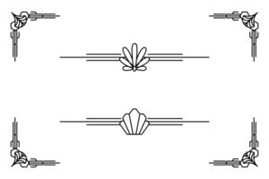 Arte deco línea borde. moderno Arábica oro marcos, decorativo líneas fronteras y geométrico dorado etiqueta marco diseño elementos vector