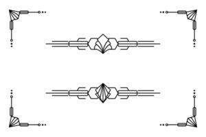 Art deco line border. Modern arabic gold frames, decorative lines borders and geometric golden label frame design elements vector