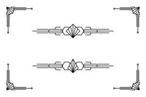 Art deco line border. Modern arabic gold frames, decorative lines borders and geometric golden label frame design elements vector