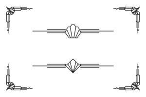 Art deco line border. Modern arabic gold frames, decorative lines borders and geometric golden label frame design elements vector