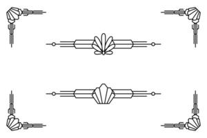 Arte deco línea borde. moderno Arábica oro marcos, decorativo líneas fronteras y geométrico dorado etiqueta marco diseño elementos vector