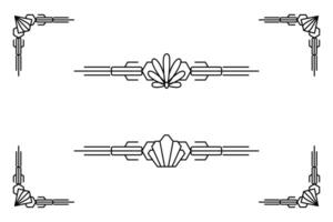 Art deco line border. Modern arabic gold frames, decorative lines borders and geometric golden label frame design elements vector