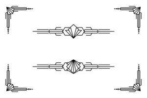 Art deco line border. Modern arabic gold frames, decorative lines borders and geometric golden label frame design elements vector