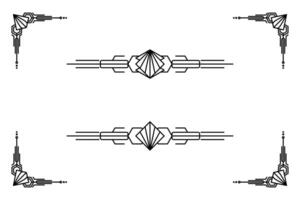 Art deco line border. Modern arabic gold frames, decorative lines borders and geometric golden label frame design elements vector