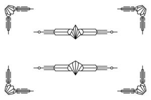Art deco line border. Modern arabic gold frames, decorative lines borders and geometric golden label frame design elements vector