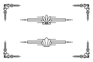 Arte deco línea borde. moderno Arábica oro marcos, decorativo líneas fronteras y geométrico dorado etiqueta marco diseño elementos vector