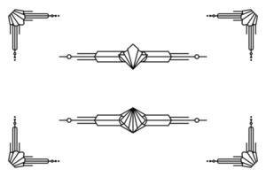Art deco line border. Modern arabic gold frames, decorative lines borders and geometric golden label frame design elements vector