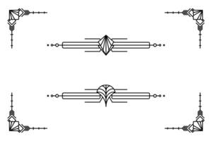 Art deco line border. Modern arabic gold frames, decorative lines borders and geometric golden label frame design elements vector