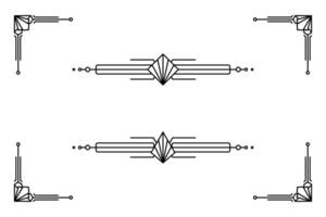 Arte deco línea borde. moderno Arábica oro marcos, decorativo líneas fronteras y geométrico dorado etiqueta marco diseño elementos vector