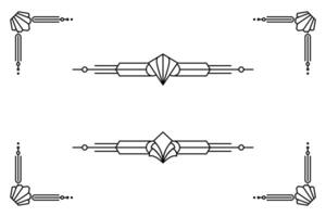 Art deco line border. Modern arabic gold frames, decorative lines borders and geometric golden label frame design elements vector