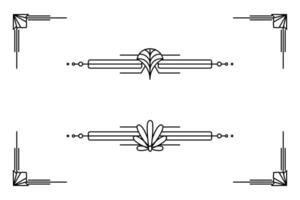 Arte deco línea borde. moderno Arábica oro marcos, decorativo líneas fronteras y geométrico dorado etiqueta marco diseño elementos vector