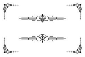 Art deco line border. Modern arabic gold frames, decorative lines borders and geometric golden label frame design elements vector