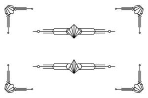 Arte deco línea borde. moderno Arábica oro marcos, decorativo líneas fronteras y geométrico dorado etiqueta marco diseño elementos vector