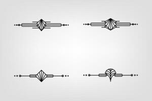 Arte deco línea borde. moderno Arábica oro marcos, decorativo líneas fronteras y geométrico dorado etiqueta marco diseño elementos vector