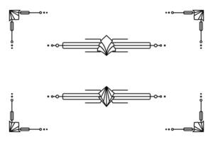 Art deco line border. Modern arabic gold frames, decorative lines borders and geometric golden label frame design elements vector