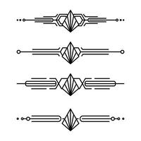 Art deco line border. Modern arabic gold frames, decorative lines borders and geometric golden label frame design elements vector