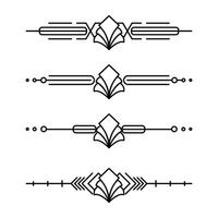 Art deco line border. Modern arabic gold frames, decorative lines borders and geometric golden label frame design elements vector