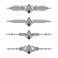 Art deco line border. Modern arabic gold frames, decorative lines borders and geometric golden label frame design elements vector