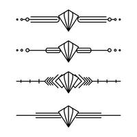 Art deco line border. Modern arabic gold frames, decorative lines borders and geometric golden label frame design elements vector