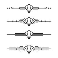 Art deco line border. Modern arabic gold frames, decorative lines borders and geometric golden label frame design elements vector