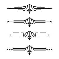 Art deco line border. Modern arabic gold frames, decorative lines borders and geometric golden label frame design elements vector