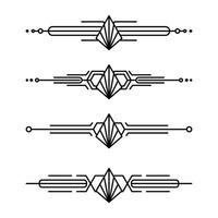 Art deco line border. Modern arabic gold frames, decorative lines borders and geometric golden label frame design elements vector