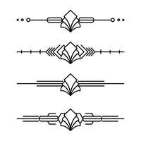 Art deco line border. Modern arabic gold frames, decorative lines borders and geometric golden label frame design elements vector