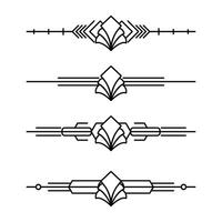 Art deco line border. Modern arabic gold frames, decorative lines borders and geometric golden label frame design elements vector