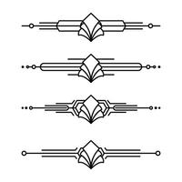 Art deco line border. Modern arabic gold frames, decorative lines borders and geometric golden label frame design elements vector