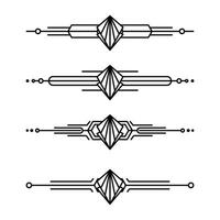 Art deco line border. Modern arabic gold frames, decorative lines borders and geometric golden label frame design elements vector