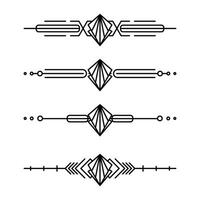 Art deco line border. Modern arabic gold frames, decorative lines borders and geometric golden label frame design elements vector