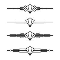 Art deco line border. Modern arabic gold frames, decorative lines borders and geometric golden label frame design elements vector