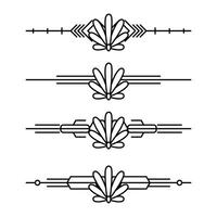 Art deco line border. Modern arabic gold frames, decorative lines borders and geometric golden label frame design elements vector