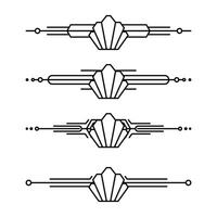 Arte deco línea borde. moderno Arábica oro marcos, decorativo líneas fronteras y geométrico dorado etiqueta marco diseño elementos vector