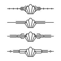 Arte deco línea borde. moderno Arábica oro marcos, decorativo líneas fronteras y geométrico dorado etiqueta marco diseño elementos vector