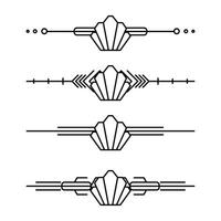 Art deco line border. Modern arabic gold frames, decorative lines borders and geometric golden label frame design elements vector