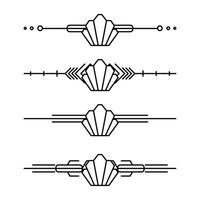 Arte deco línea borde. moderno Arábica oro marcos, decorativo líneas fronteras y geométrico dorado etiqueta marco diseño elementos vector