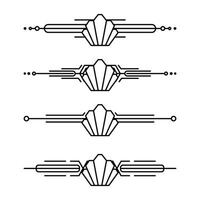 Arte deco línea borde. moderno Arábica oro marcos, decorativo líneas fronteras y geométrico dorado etiqueta marco diseño elementos vector