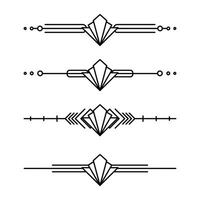 Art deco line border. Modern arabic gold frames, decorative lines borders and geometric golden label frame design elements vector