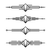 Art deco line border. Modern arabic gold frames, decorative lines borders and geometric golden label frame design elements vector