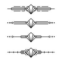 Art deco line border. Modern arabic gold frames, decorative lines borders and geometric golden label frame design elements vector