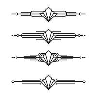 Art deco line border. Modern arabic gold frames, decorative lines borders and geometric golden label frame design elements vector