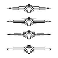 Arte deco línea borde. moderno Arábica oro marcos, decorativo líneas fronteras y geométrico dorado etiqueta marco diseño elementos vector