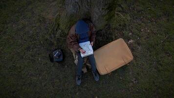 Young Creative Male Artist Drawing a Sketch Outside in the Park video