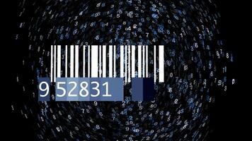 Verfolgung Bar Code Identifizierung Aufkleber Etikette Barcodes Nummer Bewegung Grafik video